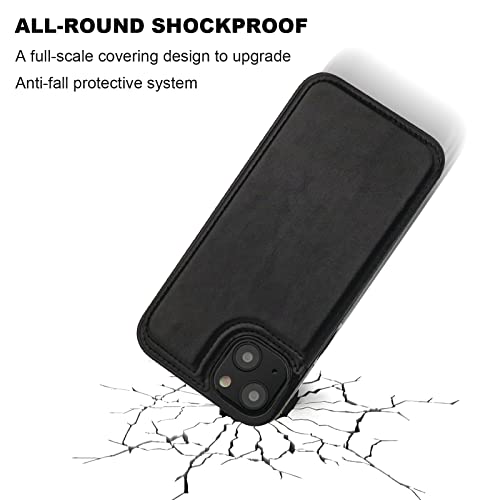 ONETOP for iPhone 14 Plus Wallet Case with Credit Card Holder,Black | Kickstand,ID/Cash Holder,Case Wallet with Card Slots,Double Magnetic Clasp,Durable PU Leather Shockproof Cover for Women Men - color: Black