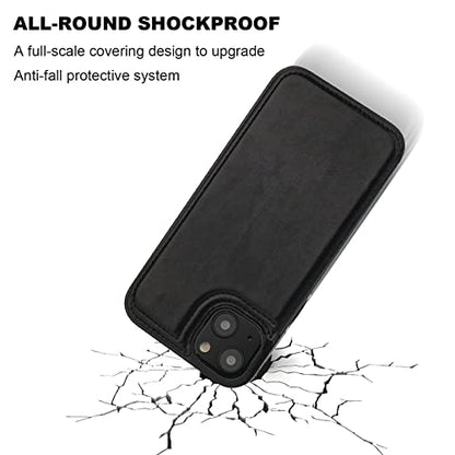 ONETOP for iPhone 14 Plus Wallet Case with Credit Card Holder,Black | Kickstand,ID/Cash Holder,Case Wallet with Card Slots,Double Magnetic Clasp,Durable PU Leather Shockproof Cover for Women Men - color: Black