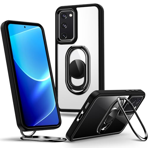 Shields Up for Samsung Galaxy S20 Case with Stand, Galaxy S20 Case Clear with Double Ring Holder [Adjustable & Foldable] Shockproof Protective Cover for Samsung Galaxy S20 - Clear Black - color: Black, size: Galaxy S20