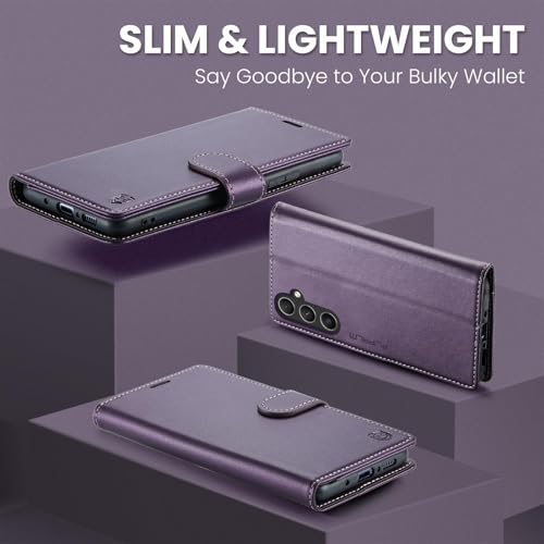 FLIPALM Wallet Case for Samsung Galaxy A37 5G, Card Holder, Purple | Card Holder, RFID Blocking, PU Leather Folio Flip, Kickstand, Protective Shockproof Cover - color: Purple