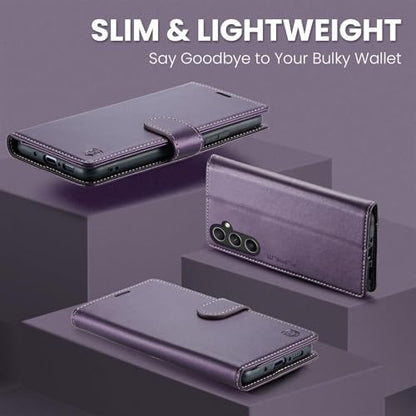 FLIPALM Wallet Case for Samsung Galaxy A37 5G, Card Holder, Purple | Card Holder, RFID Blocking, PU Leather Folio Flip, Kickstand, Protective Shockproof Cover - color: Purple