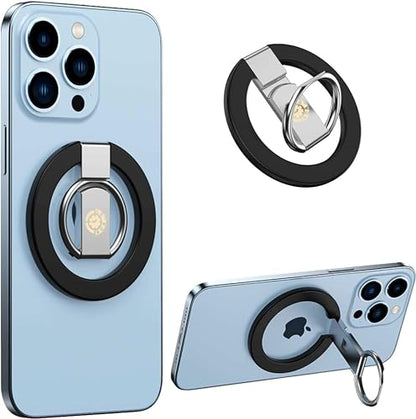 Professional Phone Ring Holder Adjustable Magnetic Kickstand iPhone 11 12 13 14 15 16 17 Pro Max Samsung Galaxy Business Anti-Drop Grip Rotation Wireless Charging Compatible Durable Black - color: Black Metal Holder