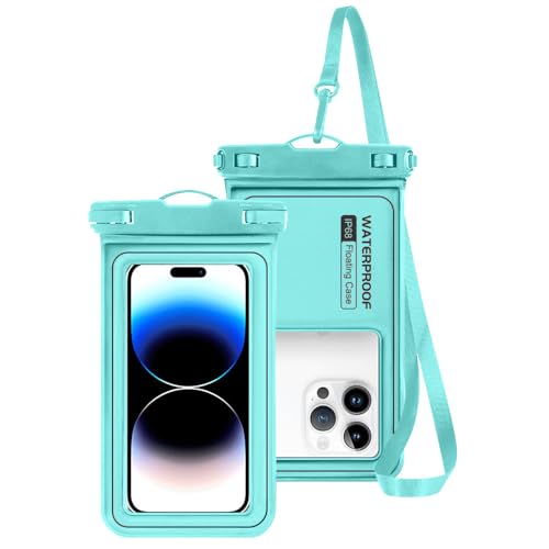 Waterproof Floating Phone Pouch, Universal IPX8 Waterproof Case for iPhone Samsung Galaxy Series, 6.9" Dry Bag with Lanyard for Beach Pool Water Play Swimming Cyan - color: Cyan