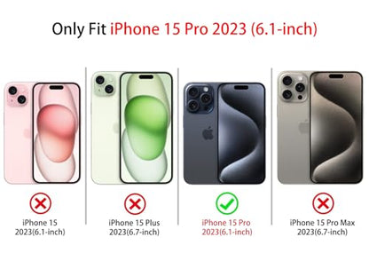 NITITOP Compatible with iPhone 15 Pro Case Clear with Card Holder Cute Pink Love Heart Pattern Design Design Soft TPU Shock-Absorbing Wallet Case Protective Cover - Pink - color: Pink, size: iPhone 15 Pro