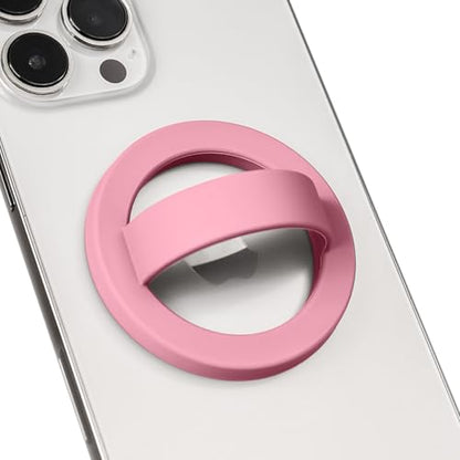 Magnetic Silicone Phone Grip,Comfy Finger Loop Grip Phone Holder,Strong Grip,Comfortable,Easy to Install and Remove,Compatible with Magsafe for iPhone 16/15/14/13/12 Series (Lady Pink) - color: Lady Pink