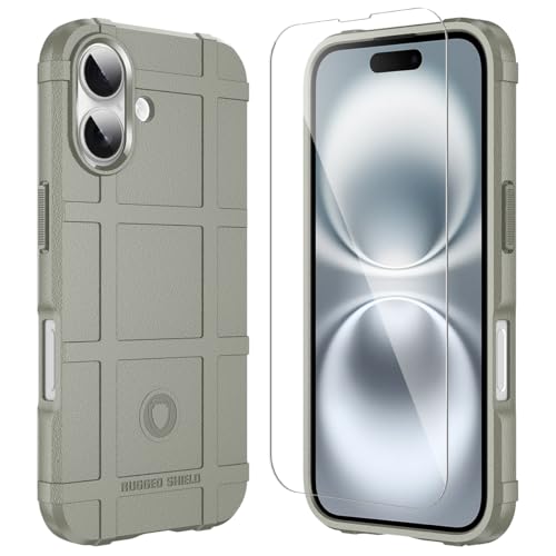 Rugged Shield 8ft Drop Proof TPU Thick Armor Tactical Protective Case Compatible with iPhone 16 (6.1 inches) - Light Clay - color: Light Clay, size: iPhone 16