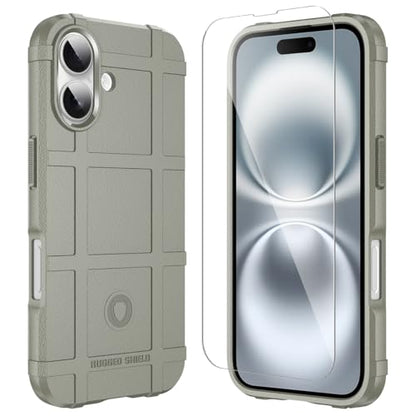 Rugged Shield 8ft Drop Proof TPU Thick Armor Tactical Protective Case Compatible with iPhone 16 (6.1 inches) - Light Clay - color: Light Clay, size: iPhone 16