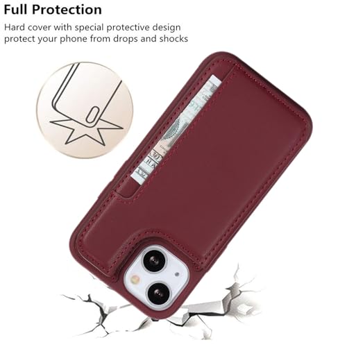 iCoverCase Compatible with iPhone 13 Mini Case with Card Holder, Wallet Phone Case for Women Men RFID Blocking PU Leather Protective Case 5.4 Inch (Wine Red) - color: Wine Red