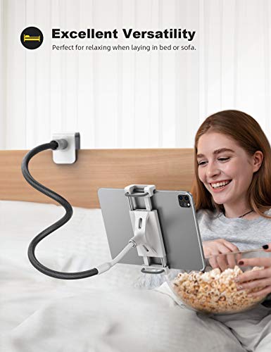 Lamicall Gooseneck Tablet Holder Mount, Quickly Adjustable Bed Flexible Arm - color: Black