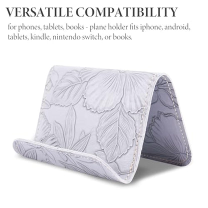 Airplane Travel Essentials for Flying Flex Flap Cell Phone Holder & Flexible Tablet Stand for Desk, Bed, Treadmill, Home & in-Flight Airplane Travel Accessories(1-Carved Grey) - color: 1-Carved Grey