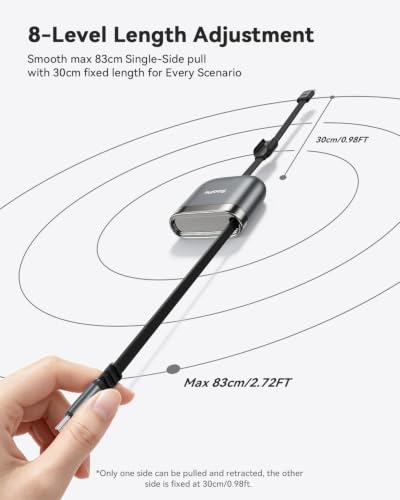SOOPII 240W Single-Pull Retractable USB C to USB C Cable, 3.71FT, Grey - color: Grey, size: 3.71FT-1 Pack