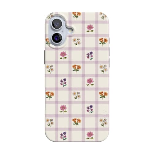 Casely iPhone 16 Case | Meadow Check | Floral Gingham | Compatible with MagSafe | Classic Ultra Thin Design - color: Meadow Check | Floral Gingham, size: Iphone 16