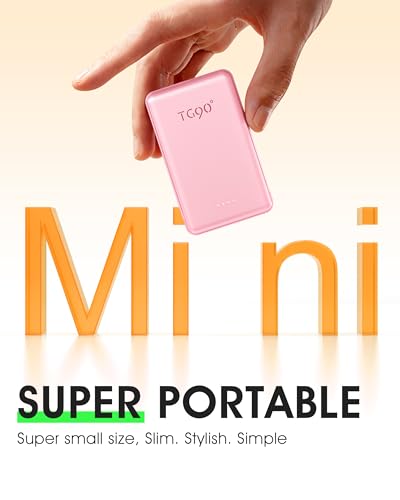 TG90° 5000mah Ultra Slim Power Bank Built-in AC Plug & 2 Cables,2 Pack Black & Pink - color: 2Pack-Black&Pink
