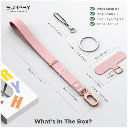 SURPHY Phone Wrist Strap, Keychain Wristlet, Wrist Lanyard with Tether Tab - color: Pink