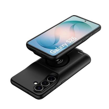 Battery Case for Galaxy S26, 10000mAh High Capacity Portable Rechargeable Protective Case Supported Qi Wireless Charging Compatible with Galaxy S26 (6.3 inch) Extended Battery Charger Cover -Black - size: Galaxy S26