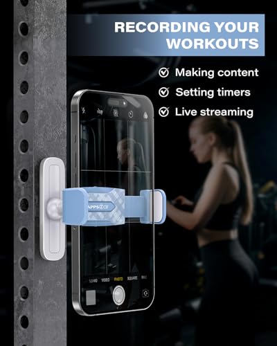 APPS2Car Gym Magnetic Phone Holder, 360 Adjustable, Compatible with 4.7-6.5" Smartphones, Alloy Base and Joint, Gym Accessories for Women, Blue - size: Blue - 1 Pack