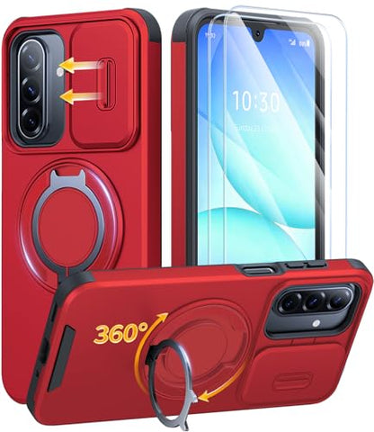 JAME for Samsung Galaxy A17/A16 5G Phone Case with Stand Slide Camera Cover - color: Red, size: Galaxy A16/A17