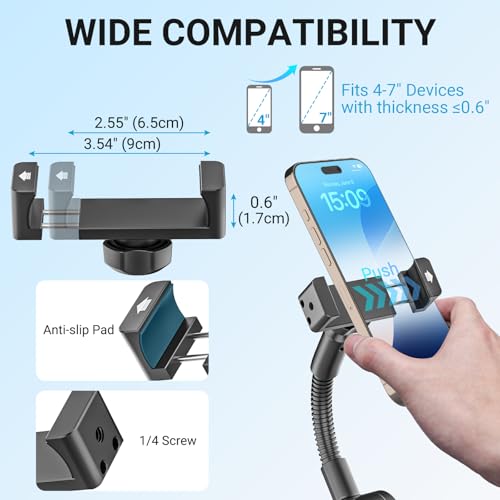 Metal Gooseneck Bike Phone Mount for Handlebar Fit 4.7-7" Smartphone