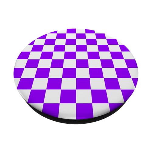 Checkerboard Purple and White | Check Pattern / Checkered PopSockets Adhesive PopGrip - style: Adhesive PopGrip
