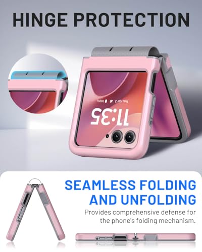 Hinge Protection for Motorola Razr 2026/2025/2024 Case (Pink) | TPU bumper & hard PC, raised camera edges, shockproof, slim, lightweight, dual-layer cover, wireless charging compatible - color: Pink