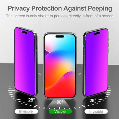 Compatible for iPhone 17/16 Pro Matted Privacy Screen Protector Tempered Glass, Matted Gradient Anti Spy Anti Blue Light Easy Installation, 2 Pack