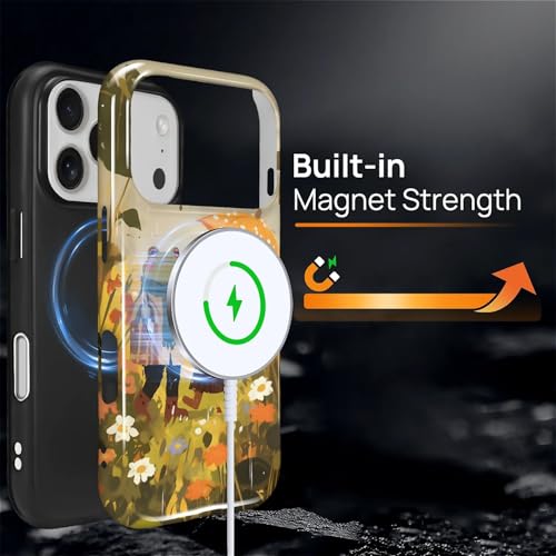 Magnetic for iPhone 17 Pro Case,[Compatible with Magsafe] Dual Layer Protective Heavy Duty Shockproof Rugged Drop Protection Bumper Hybrid Case - Rain Frog and Toad - color: Rain Frog and Toad, size: iPhone 17 Pro