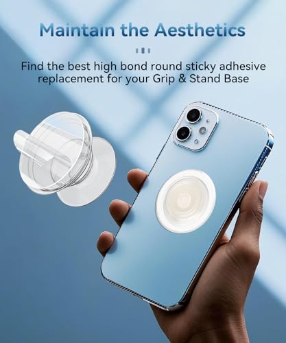 PHIXBEAR 30 Pack Super Sticky Adhesive, Clear Invisible Adhesive Replacement for Pop Socket Base, 1.4 Inch Non-Damaging Double Sided Tapes for Phone Collapsible Grip & Stand Back