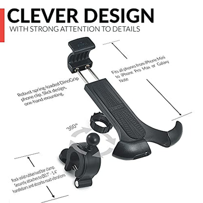 New 2026 Bicycle & Motorcycle Phone Mount - The Most Secure One-Handed Bike Phone Holder for iPhone, Samsung or Any Smartphone. Stress-Resistant and Highly Adjustable. +100 to Safeness & Comfort