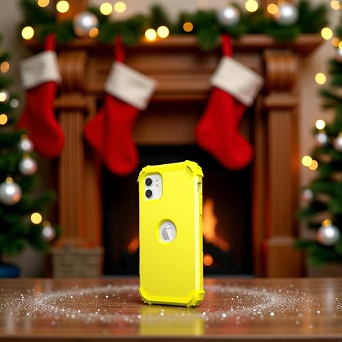 IDweel for iPhone 11 Case with Screen Protector(Tempered Glass), Hybrid 3 in 1 Shockproof Slim Fit Heavy Duty Protection Hard PC Cover Soft Silicone Bumper Full Body Case,Yellow - color: Yellow