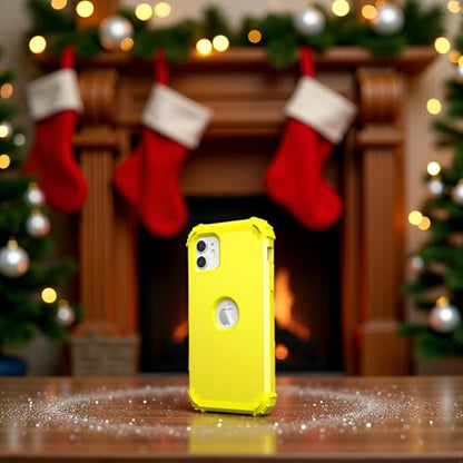 IDweel for iPhone 11 Case with Screen Protector(Tempered Glass), Hybrid 3 in 1 Shockproof Slim Fit Heavy Duty Protection Hard PC Cover Soft Silicone Bumper Full Body Case,Yellow - color: Yellow