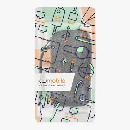 kwmobile Universal Phone Pouch Size XXL - 7" - Neoprene Smartphone Pouch with Zip - Water-Repellent Mobile Phone Case - Sleeve in Anthracite/White - color: anthracite / white, size: XXL - 7"