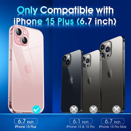 Supdeal Crystal Clear Case for iPhone 15 Plus, [Not Yellowing] [Camera Protection] [Military Grade Drop Tested] Transparent Shockproof Protective Soft Silicone Slim Cover, 6.7 inch, Transparent - color: Transparent, size: iPhone 15 Plus