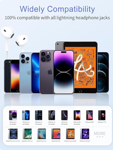 2 Packs Earbuds for iPhone Wired Headphones with Built-in Microphone & Volume Control HiFi Stereo Noise Reduction Wired Earphones for iPhone 14/13/12/11/XR/XS/X/8/7/SE All iOS, Plug and Play, White