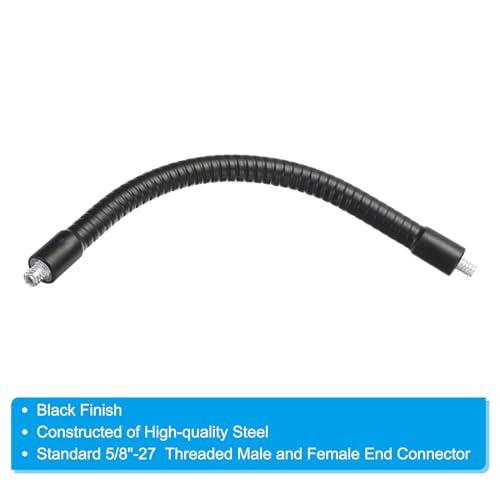 PATIKIL 8" Gooseneck, 1/4"-20 Male to Male Thread Metal Universal Hose Flexible Arm Gooseneck Tube Extension Holder for Action Camera, Phone, Microphone, Black - size: 8 Inch