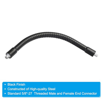 PATIKIL 8" Gooseneck, 1/4"-20 Male to Male Thread Metal Universal Hose Flexible Arm Gooseneck Tube Extension Holder for Action Camera, Phone, Microphone, Black - size: 8 Inch