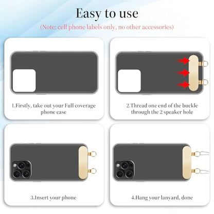 2 Pcs 2 Way Cell Phone Tether Tab, Metal Double Head Cellphone Lanyard Patch Strap Insert Phones Lanyard Tab Remote Control Tether Phone Case Lanyards With Adhesive Only for Case with Dual Holes