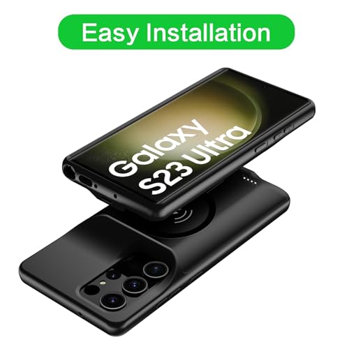 Wireless Charging Case for Galaxy S22 Ultra/ S23 Ultra, 12000mAh Rechargeable Portable Charging Case Compatible with Galaxy S22 Ultra / S23 Ultra 6.8" with Carplay Battery Pack Charger Case (Black) - size: Galaxy S22 Ultra/ S23 Ultra-12000mAh