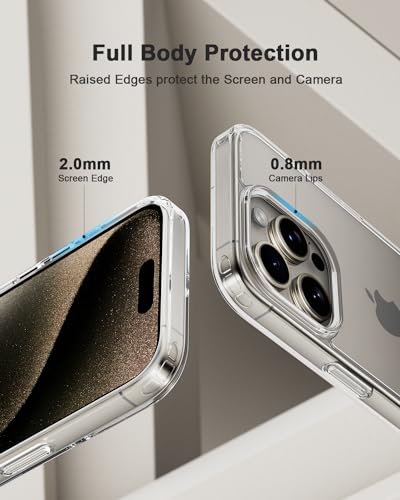 Mobnano Compatible with iPhone 15 Pro Max Case, with Multicolor Protective Shockproof Bumpers, Crystal Clear Back Not Yellowing Anti-Scratch Hard PC Back & Soft Silicone TPU Frame Cover - Clear - color: Clear, size: iPhone 15 Pro Max