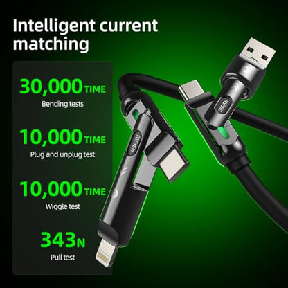 MFish USB C to USB C Cable, 240W 4 in 1 Charging Cable, Black, 6.6FT - color: Black, size: 6.6FT(Upgraded)