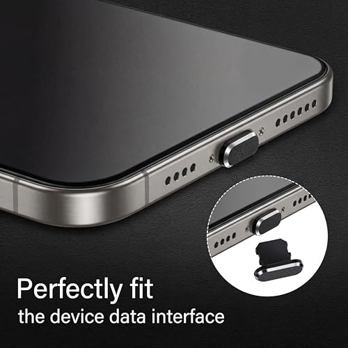Weewooday4 Anti Dust Plugs, Protects Charging Ports, Compatible with iPhone 11, 12, Pro, Max/X/XS/XR, 7, 8 Plus, iPad Mini/Air (Black, 4 Pieces)