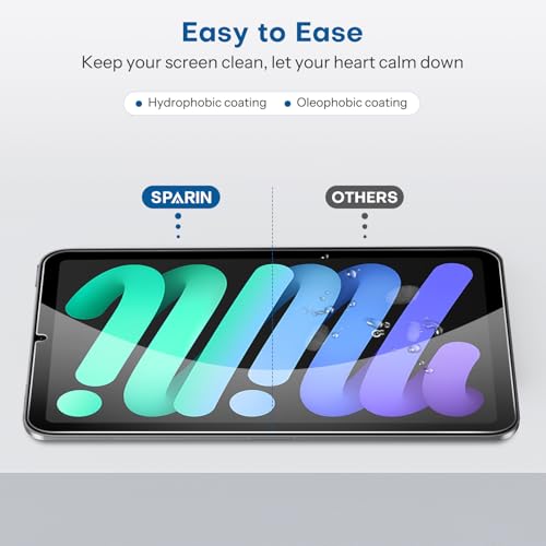 SPARIN 2 Pack Screen Protector for iPad Mini 7 (A17 Pro)/Mini 6 8.3 Inch | Tempered Glass for iPad Mini 7th Gen 2024/ 6th Gen 2021, Anti-Scratch, Case Friendly, HD Clear, Apple Pencil Compatible - size: iPad Mini 6 2021