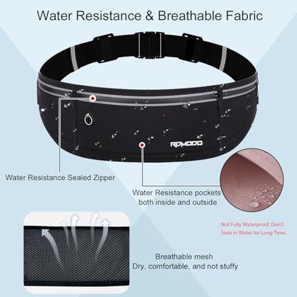 Slim Running Belt, Water Resistant Fanny Pack for Women Men, Black - color: 01-Black