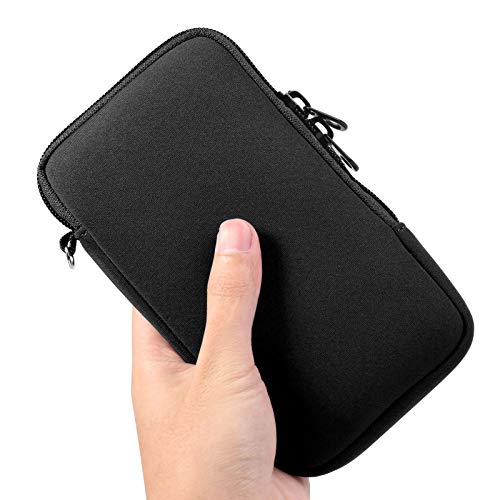 Neoprene Cell Phone Sleeve Zipper Phone Pouch Holder w/Neck Strap Compatible for iPhone 17 Pro Max 16 Plus Galaxy S26 Ultra S26+ S25 FE A17 A36 A56 Oneplus 15 13 Pixel 10 Poco X7 Pro (Black) - color: Black