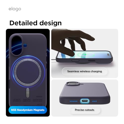 elago Premium Magnetic Silicone Case for iPhone 17 | Compatible with MagSafe, Liquid Silicone Material, Protection, Shockproof, Slim Phone (Deep Lavender) - color: Deep Lavender, size: iPhone 17