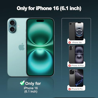 TENOC Phone Case Compatible with iPhone 16, Black Case Anti-Fingerprint Protective Bumper Matte Cover for 6.1 Inch - color: Black, size: iPhone 16