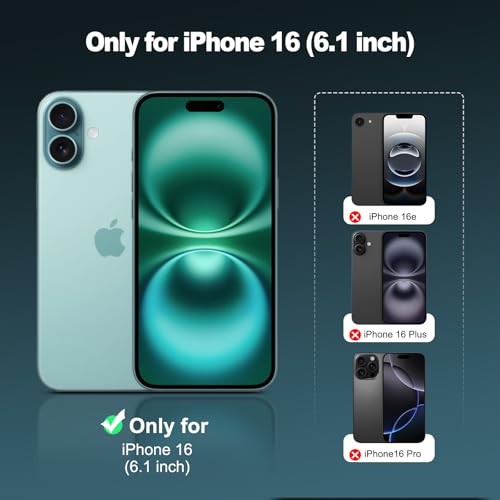 TENOC Phone Case Compatible with iPhone 16, Black Case Anti-Fingerprint Protective Bumper Matte Cover for 6.1 Inch - color: Black, size: iPhone 16