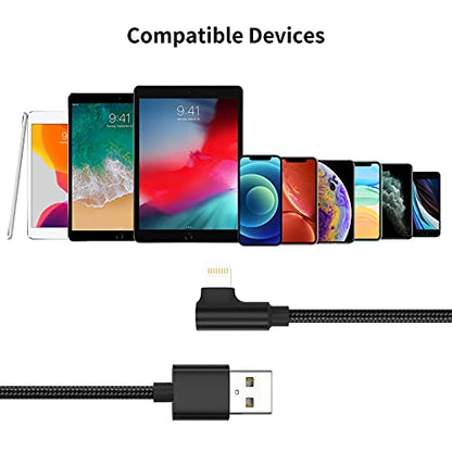 1ft Right Angle Lightning Cable Short, 3 Pack USB to iPhone Cord 90 Degree
