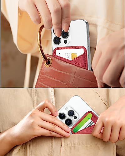 Miroddi for MagSafe Wallet, Ultra-Thin Magnetic Wallet with 2 Card Slots | RFID Blocking, No More Falling, Strongest Magnetic Card Holder for iPhone 17/16/15/14/13/12 Series & Pixel 10 Series, Red - color: Red