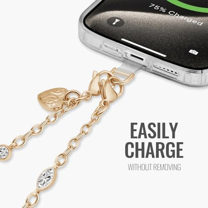 Phone Charm Strap Detachable Wrist Strap For iPhone Anti Theft Strap Phone Chain Wristlet - color: Metallic Gold
