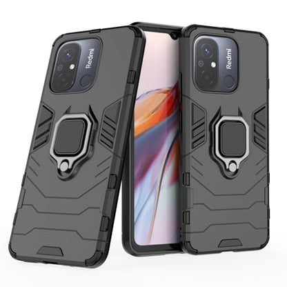Max Power Digital Magnet Case for Xiaomi Redmi 12c Shockproof Hard Phone Cover with Grip, Metal Ring Kickstand Bumper Shell [Compatible with Magnetic Car Mount] (Black) - color: Black, size: Xiaomi Redmi 12c
